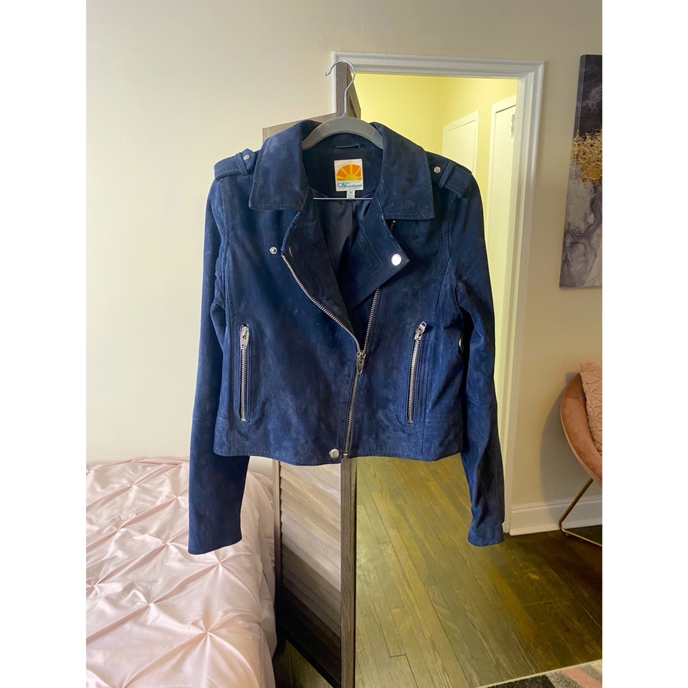 Navy Blue Suede Jacket